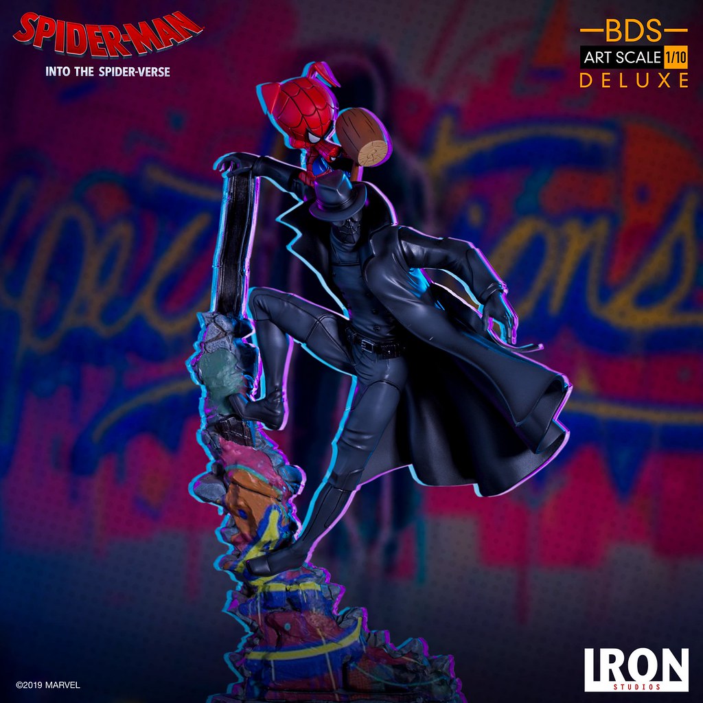 Iron Studios Battle Diorama 系列《蜘蛛人：新宇宙》暗影蜘蛛人＆豬豬人 Spider-Man Noir & Spider-Ham 1/10 比例決鬥場景雕像