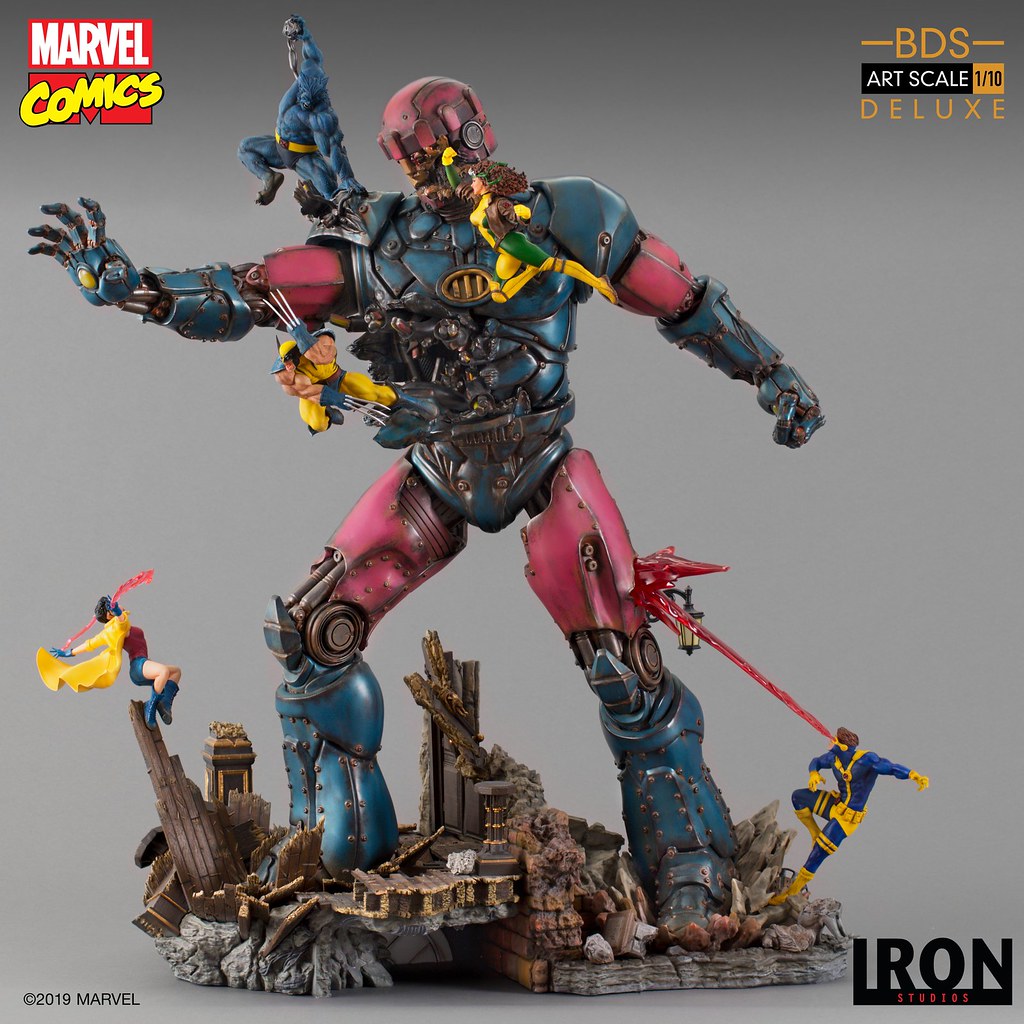 高度逼近 1 公尺的激戰場景，超絕魄力重現！ Iron Studios Battle Diorama 系列 Marvel Comics【X戰警大戰哨兵機器人 #1】X-Men Vs Sentinel #1 1/10 比例雕像