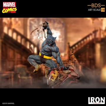 對哨兵機器人頭部給予致命重擊！ Iron Studios Battle Diorama 系列 Marvel Comics【野獸】Beast 1/10 比例雕像