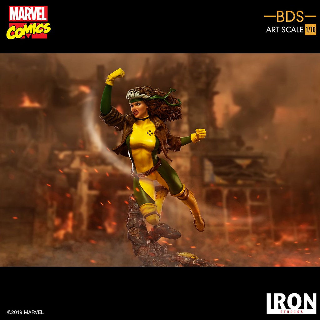 奮力揮出右拳的攻擊姿態！ Iron Studios Battle Diorama 系列 Marvel Comics【小淘氣】Rogue 1/10 比例雕像