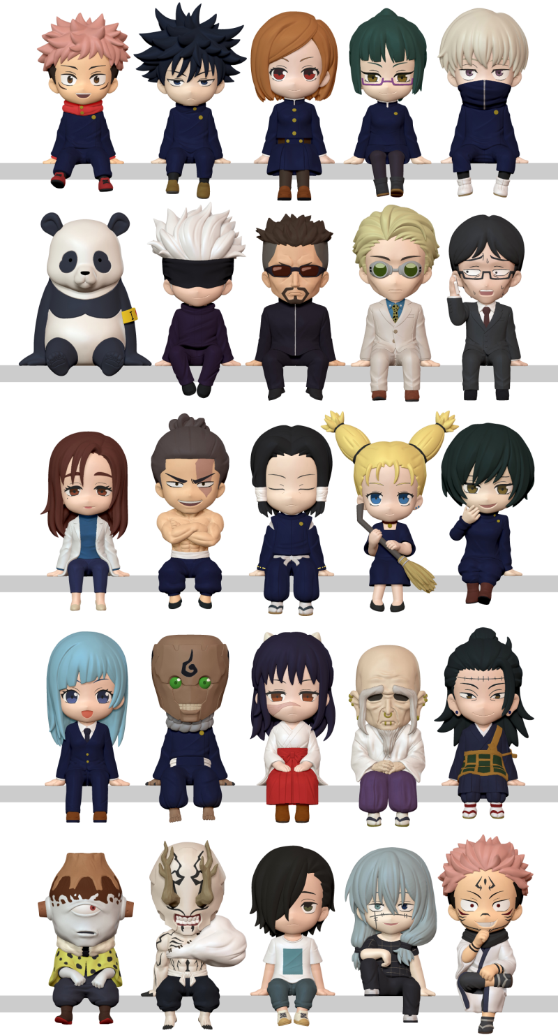 奇譚俱樂部《咒術迴戰》坐著系列「坐著咒術迴戰 25 體套組」豪華大集合!強勢坐滿你的邊緣~