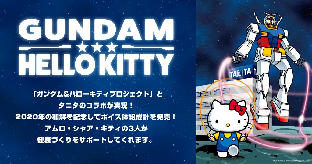 阿姆羅、夏亞幫你報體重！TANITA 塔尼達 x「鋼彈 &amp; HELLO KITTY和解紀念」十合一語音體組成計（インナースキャンVoice）