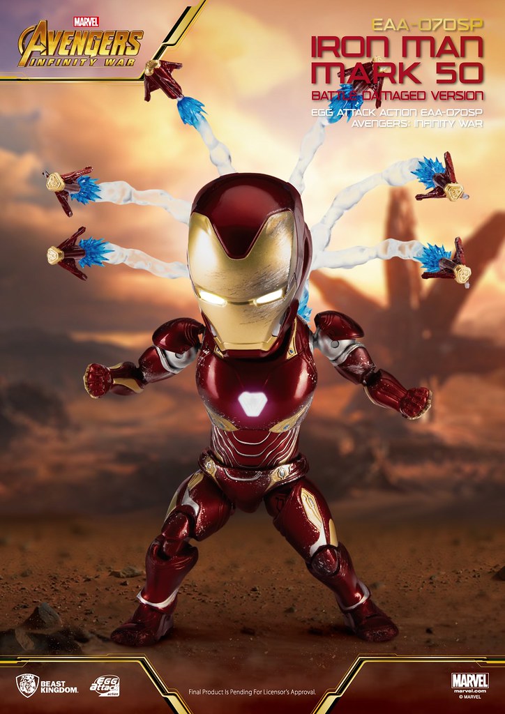 野獸國 Egg Attack Action 系列《復仇者聯盟：無限之戰》鋼鐵人馬克50 戰損版 (Iron Man MARK 50 Damaged Version)、奈米武器組 (Nano Weapon Set) 配件包