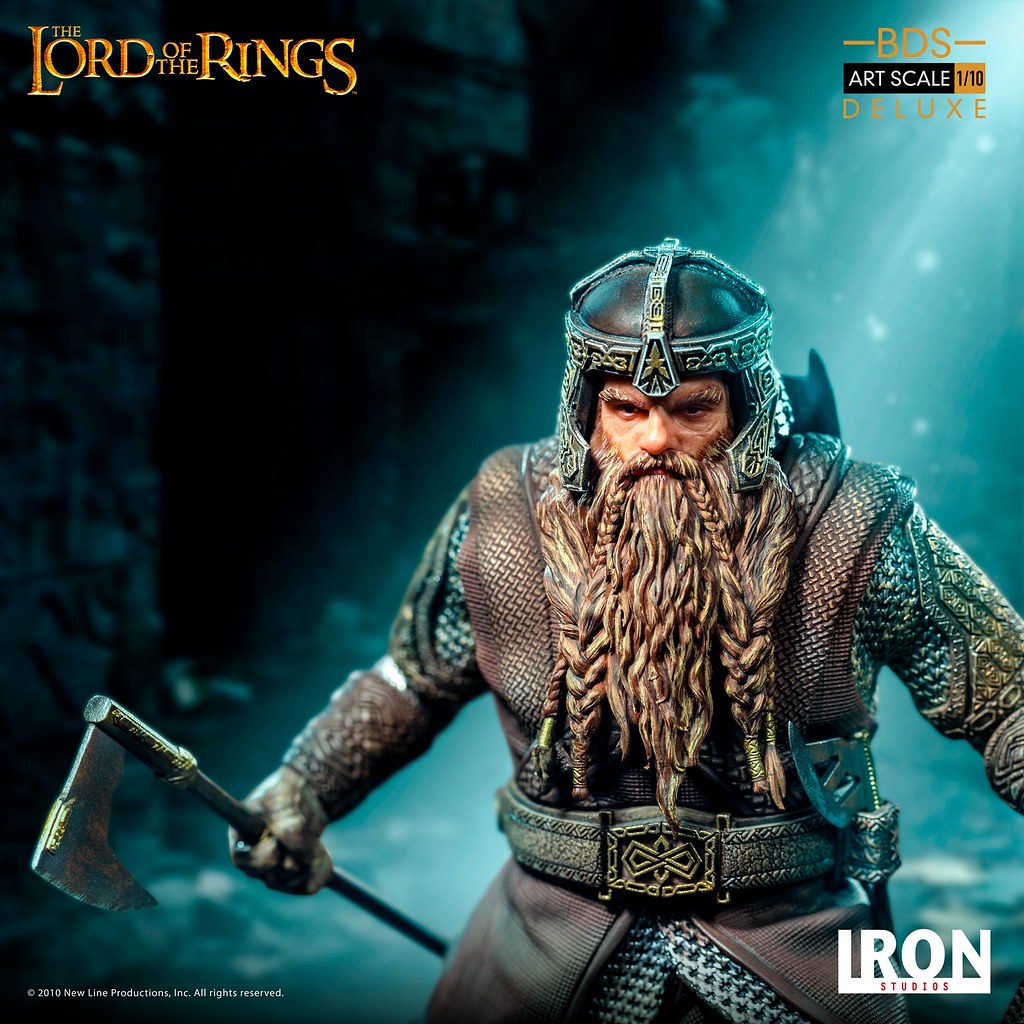 準備給予來襲的半獸人迎頭痛擊！ Iron Studios Battle Diorama 系列《魔戒》金靂 豪華版 Gimli Deluxe 1/10 比例全身雕像