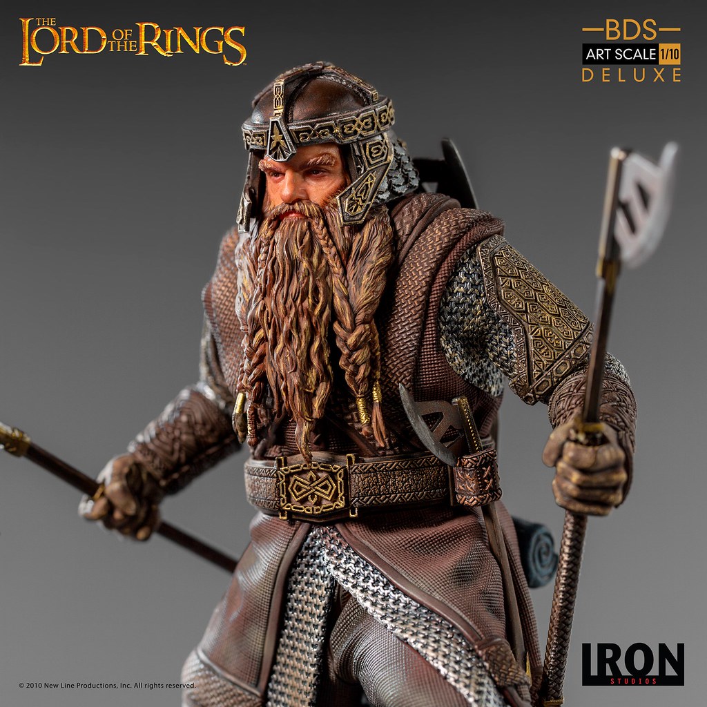 準備給予來襲的半獸人迎頭痛擊！ Iron Studios Battle Diorama 系列《魔戒》金靂 豪華版 Gimli Deluxe 1/10 比例全身雕像