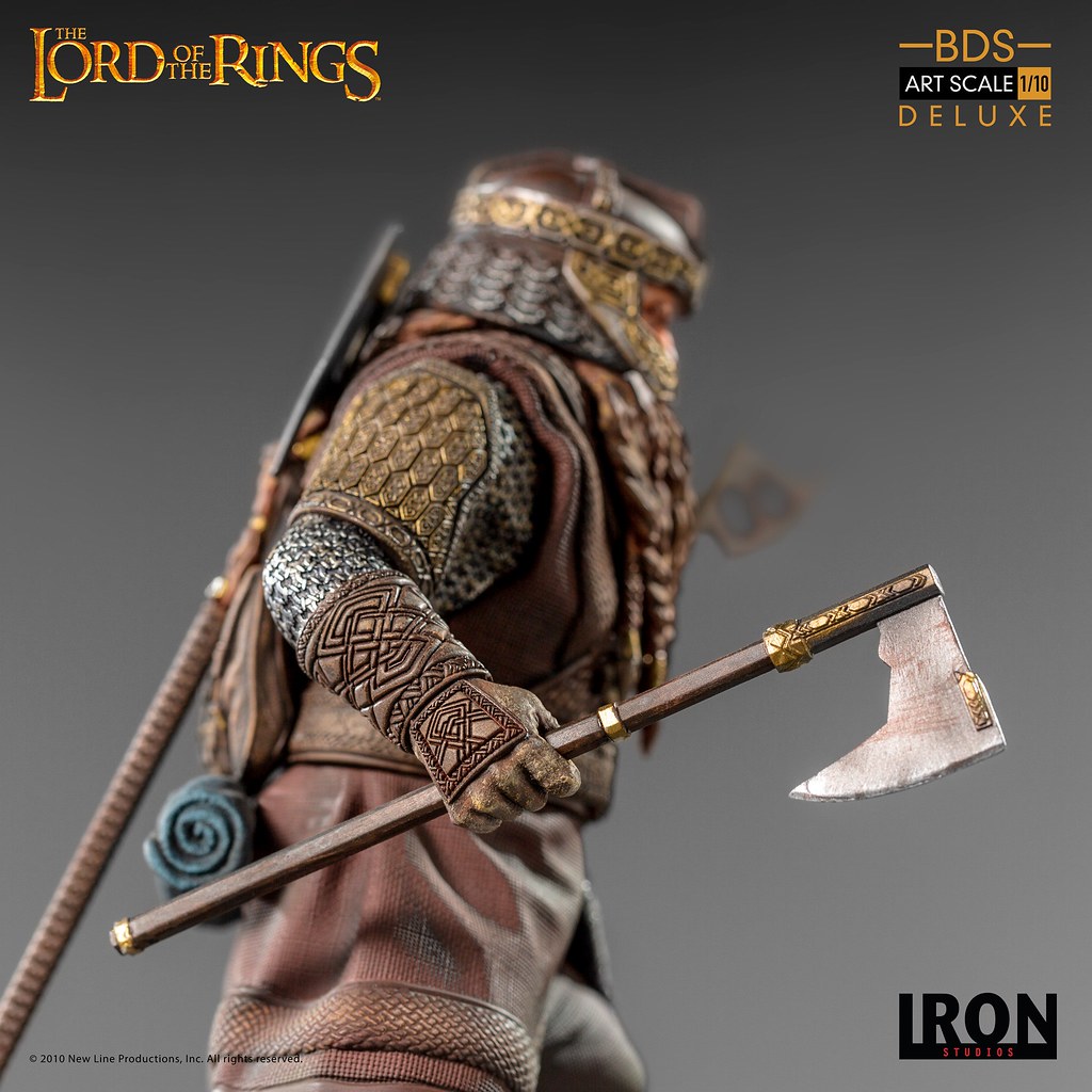準備給予來襲的半獸人迎頭痛擊！ Iron Studios Battle Diorama 系列《魔戒》金靂 豪華版 Gimli Deluxe 1/10 比例全身雕像