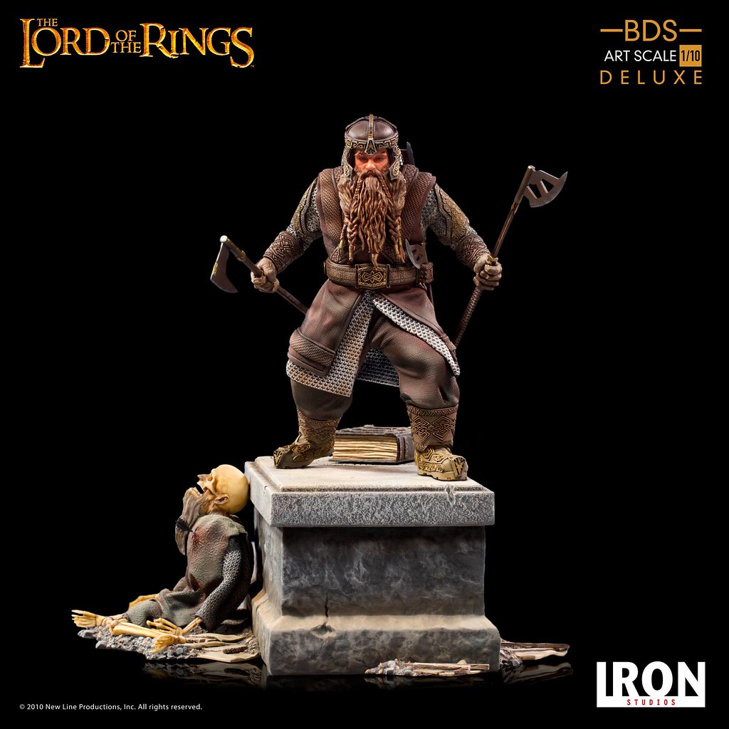 準備給予來襲的半獸人迎頭痛擊！ Iron Studios Battle Diorama 系列《魔戒》金靂 豪華版 Gimli Deluxe 1/10 比例全身雕像
