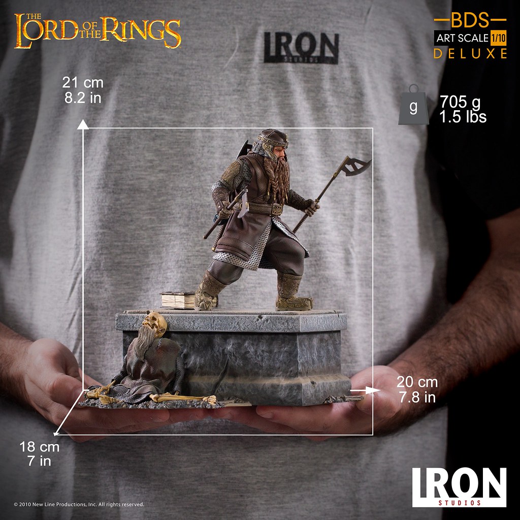 準備給予來襲的半獸人迎頭痛擊！ Iron Studios Battle Diorama 系列《魔戒》金靂 豪華版 Gimli Deluxe 1/10 比例全身雕像