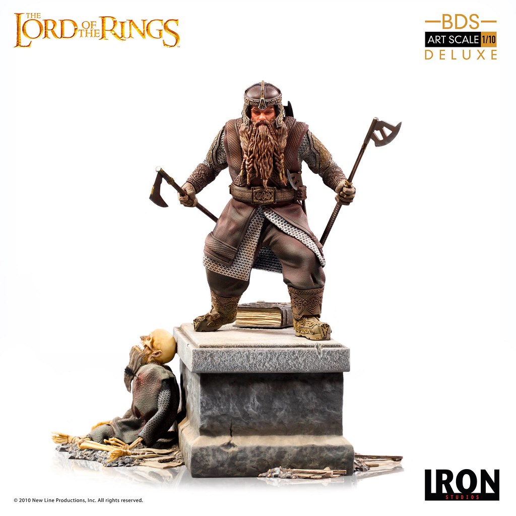準備給予來襲的半獸人迎頭痛擊！ Iron Studios Battle Diorama 系列《魔戒》金靂 豪華版 Gimli Deluxe 1/10 比例全身雕像
