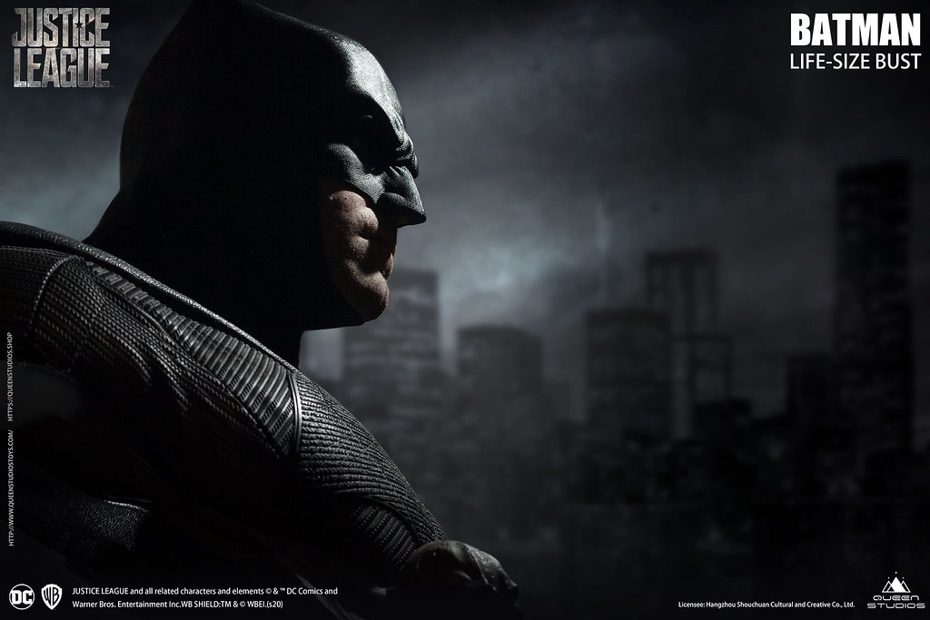 極致擬真還原的屁股下巴！Queen Studios《正義聯盟》蝙蝠俠 1:1比例 半身胸像（Justice League Batman Life-Size Bust）