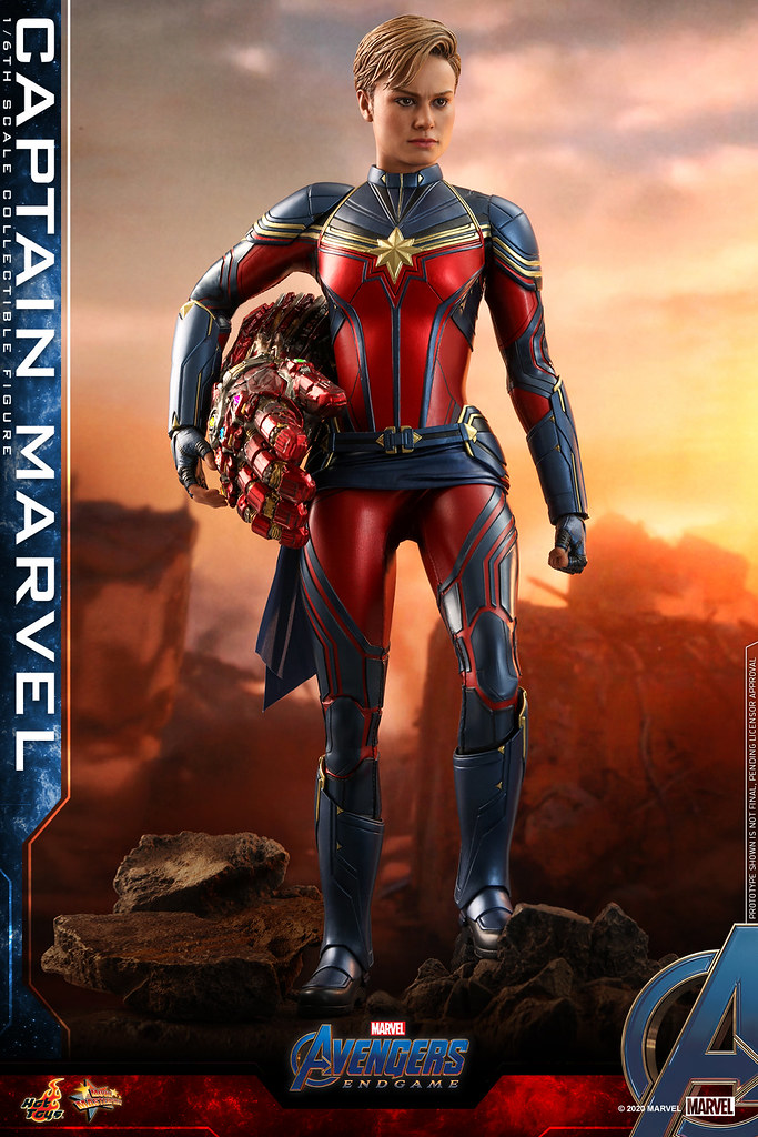 短髮造型終於登場！ Hot Toys - MMS575 -《復仇者聯盟：終局之戰》驚奇隊長 Captain Marvel 1/6 比例人偶 戰損版的「奈米手套」配件也附上啦～