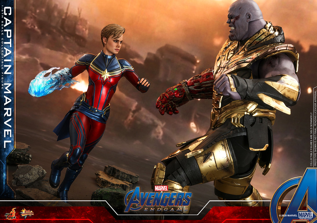 短髮造型終於登場! Hot Toys - MMS575 -《復仇者聯盟:終局之戰》驚奇隊長 Captain Marvel 1/6 比例人偶 戰損版的「奈米手套」配件也附上啦~