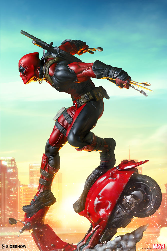 用刀叉模仿金鋼狼計畫通？！ Sideshow Collectibles Premium Format Figure MARVEL【死侍】Deadpool 1/4 比例全身雕像 普通版/EX版