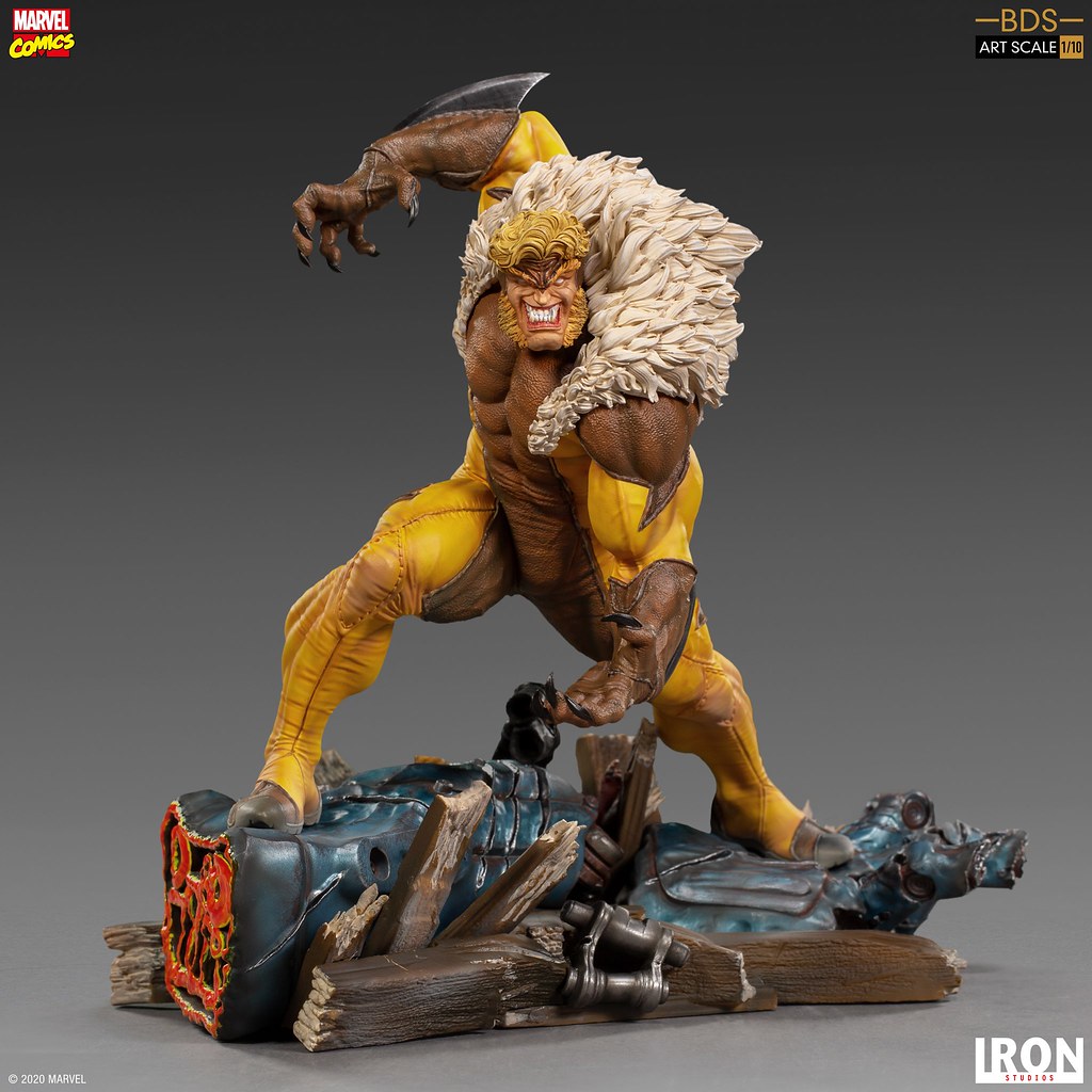 邪氣滿點的嗜血神情超級帥！ Iron Studios Battle Diorama 系列 Marvel Comics【劍齒虎】Sabretooth 1/10 比例全身雕像