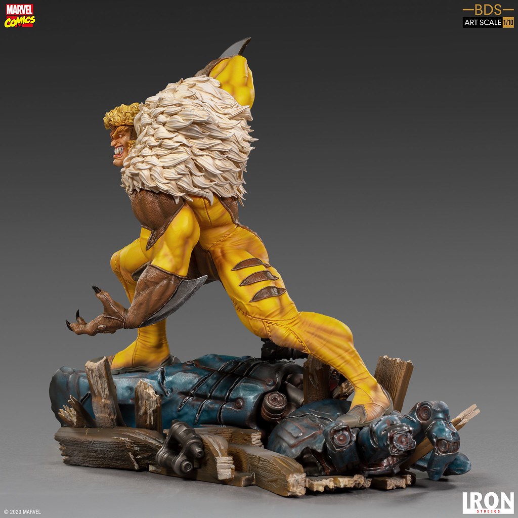 邪氣滿點的嗜血神情超級帥！ Iron Studios Battle Diorama 系列 Marvel Comics【劍齒虎】Sabretooth 1/10 比例全身雕像