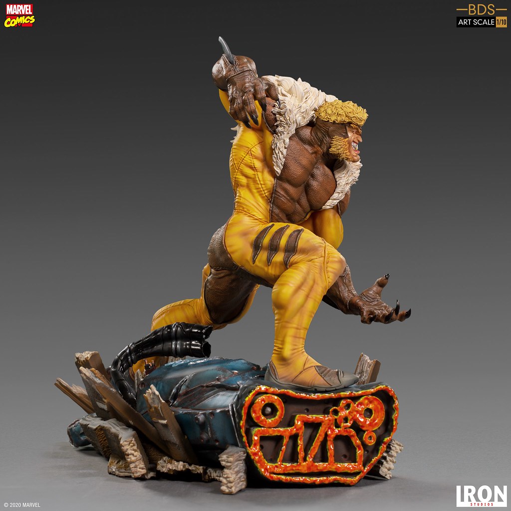邪氣滿點的嗜血神情超級帥！ Iron Studios Battle Diorama 系列 Marvel Comics【劍齒虎】Sabretooth 1/10 比例全身雕像