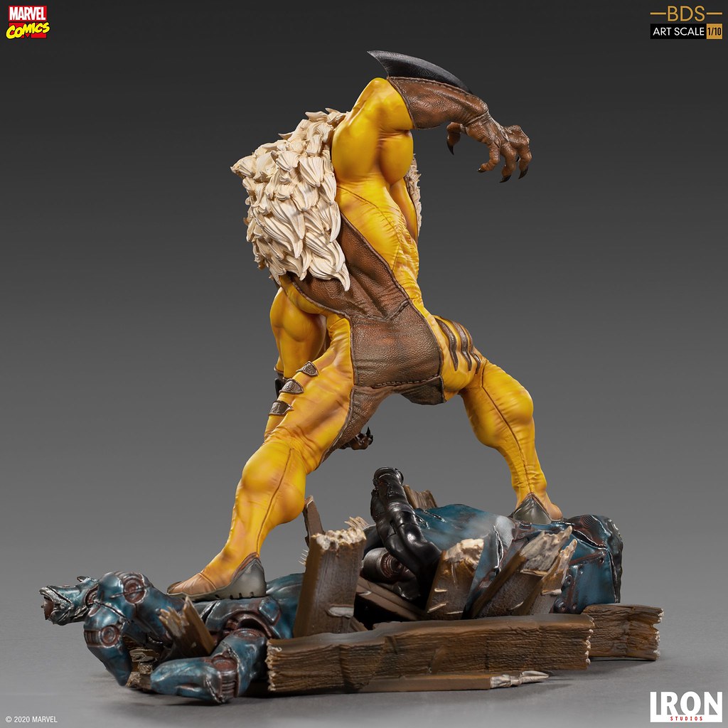 邪氣滿點的嗜血神情超級帥！ Iron Studios Battle Diorama 系列 Marvel Comics【劍齒虎】Sabretooth 1/10 比例全身雕像