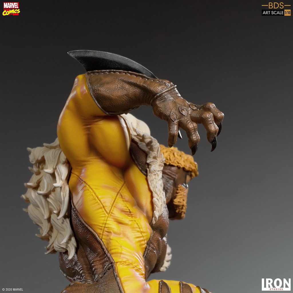邪氣滿點的嗜血神情超級帥！ Iron Studios Battle Diorama 系列 Marvel Comics【劍齒虎】Sabretooth 1/10 比例全身雕像