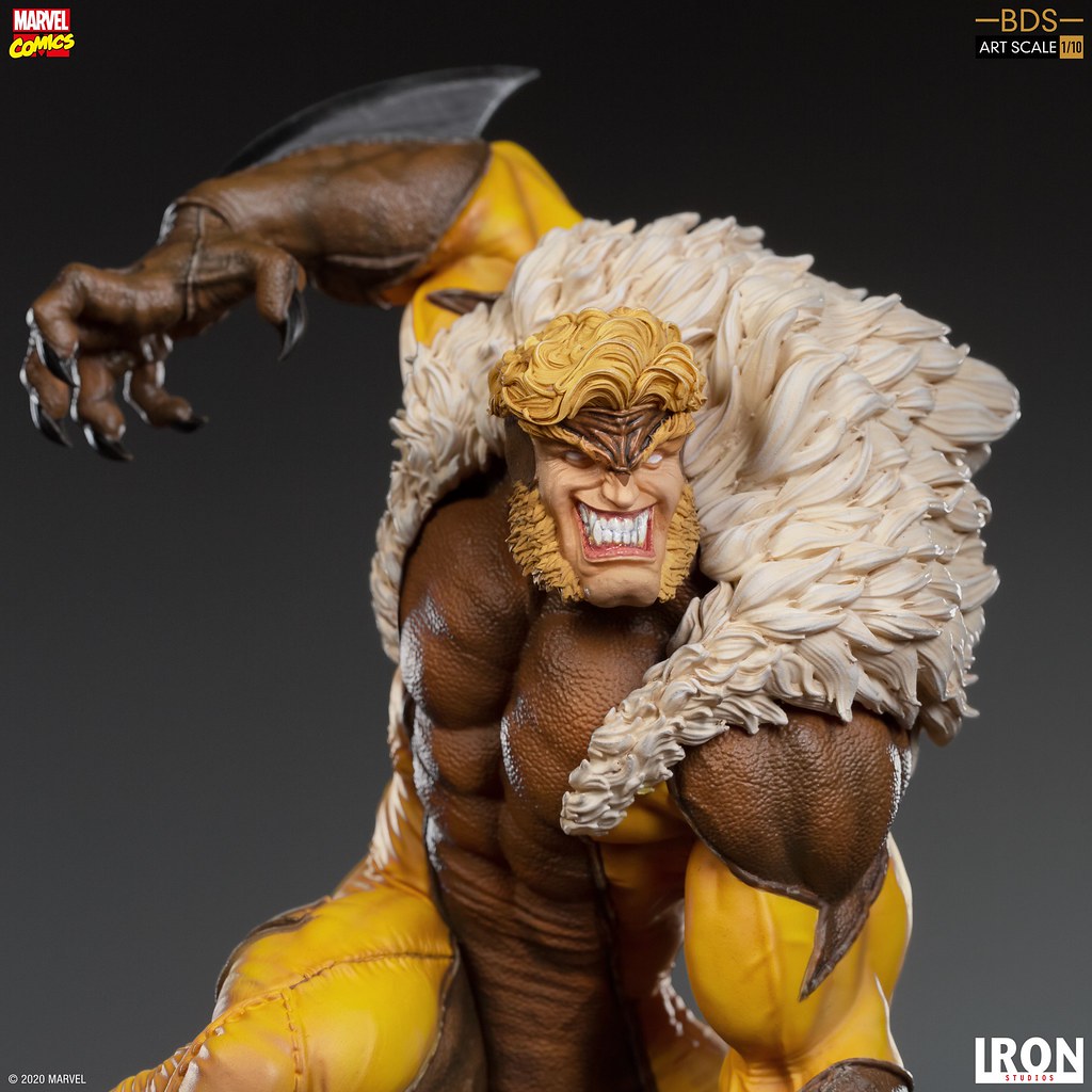 邪氣滿點的嗜血神情超級帥！ Iron Studios Battle Diorama 系列 Marvel Comics【劍齒虎】Sabretooth 1/10 比例全身雕像