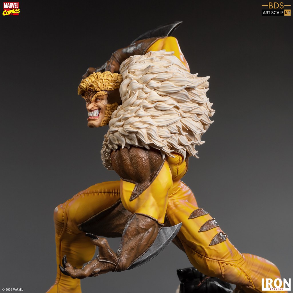 邪氣滿點的嗜血神情超級帥！ Iron Studios Battle Diorama 系列 Marvel Comics【劍齒虎】Sabretooth 1/10 比例全身雕像