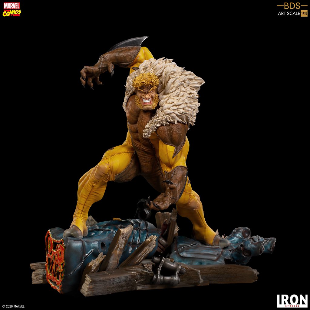 邪氣滿點的嗜血神情超級帥！ Iron Studios Battle Diorama 系列 Marvel Comics【劍齒虎】Sabretooth 1/10 比例全身雕像