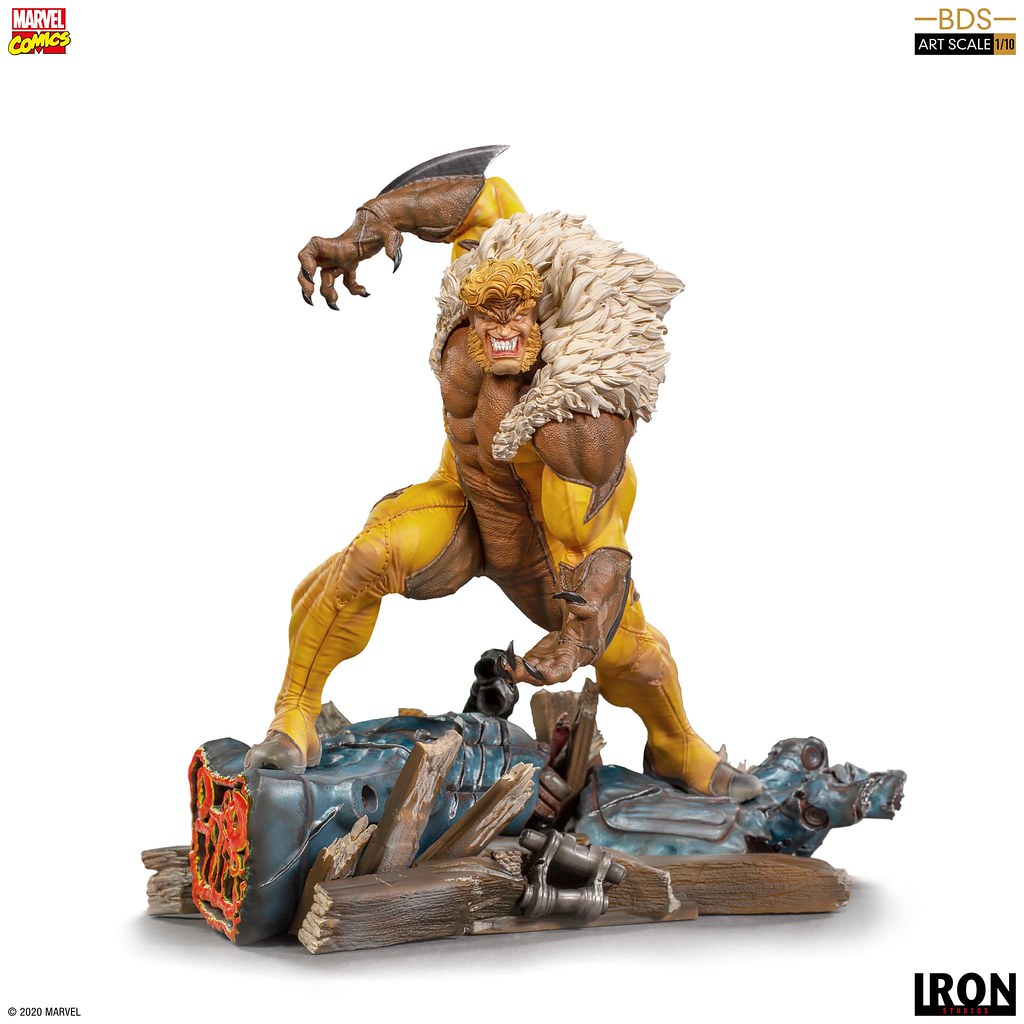 邪氣滿點的嗜血神情超級帥！ Iron Studios Battle Diorama 系列 Marvel Comics【劍齒虎】Sabretooth 1/10 比例全身雕像