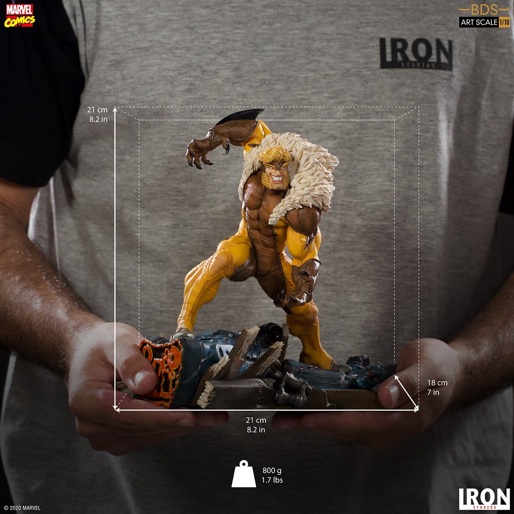 邪氣滿點的嗜血神情超級帥！ Iron Studios Battle Diorama 系列 Marvel Comics【劍齒虎】Sabretooth 1/10 比例全身雕像