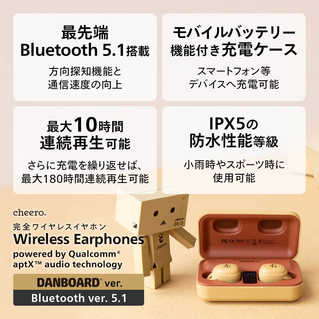 紙箱機器人再出擊~cheero《四葉妹妹!》阿楞 真無線藍牙 5.1 耳機 TWS(DANBOARD Wireless Earphones Bluetooth 5.1)