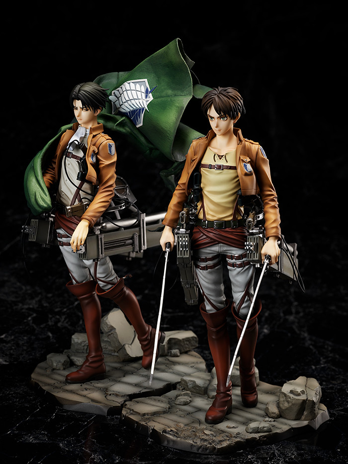 誓言要殺光所有巨人...HOBBY MAX JAPAN《進擊的巨人》艾蓮＆里維 1/7比例PVC塗裝完成品（ エレン&amp;リヴァイ）