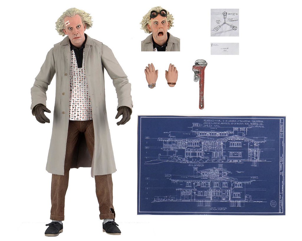 NECA《回到未來》新作「1955 年的布朗博士 (Doc Brown ‘55)」7 吋可動人偶發表公開~ 兩款「馬蒂‧麥佛萊(Marty McFly)」包裝盒官圖發表!