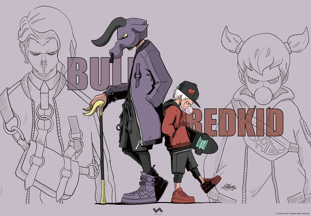 J.T Studio Street Mask 系列【BULL & RedKid】1/6 比例人偶