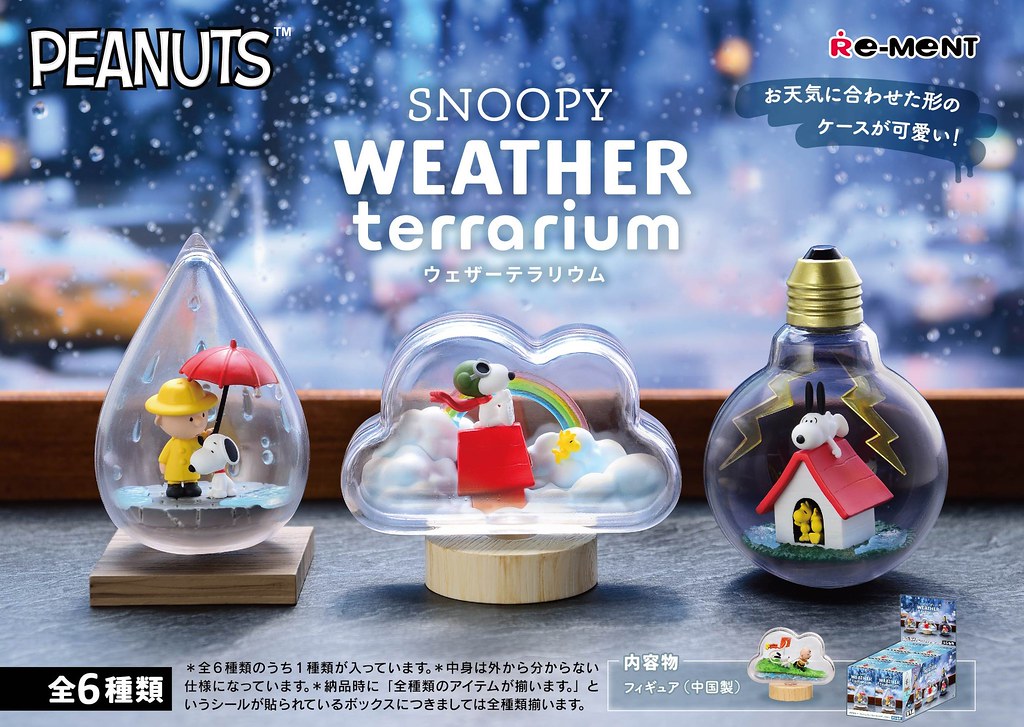 RE-MENT《史奴比》Terrarium系列「SNOOPY WEATHER」盒玩欣賞玻璃瓶裡的