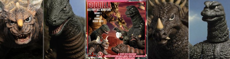 MEZCO TOYZ 5 POINTS XL系列《怪獸總進擊》Round 1 套組（哥吉拉／摩斯拉／拉頓／安基拉斯）