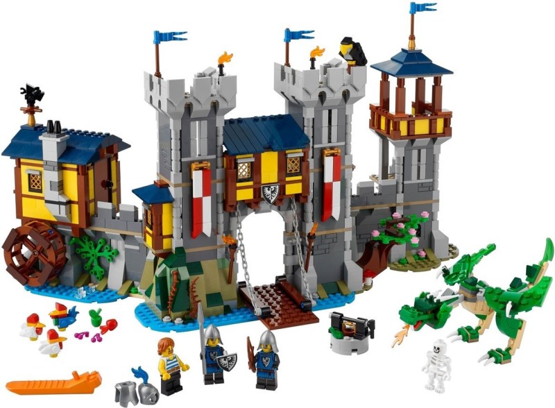 LEGO 31120 創意系列 擁有三合一玩法的「中世紀城堡」（Medieval Castle）老玩家們熟悉的「黑鷹軍」樂高人偶再來！