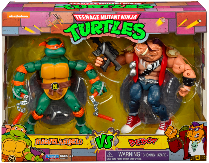 Playmates《忍者龜》「李奧納多VS洛克史迪」、「米開朗基羅VS比巴」雙人包吊卡玩具 情報公開
