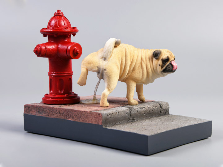  尿尿時間～JxK Studio 擬真動物系列「抬腿巴哥」1/6比例塗裝完成品&街景套組