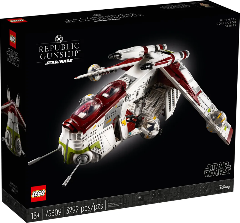 LEGO 75309 UCS 系列《星際大戰》共和國砲艇（Republic Gunship）複製人戰爭時期的標誌性飛行載具！