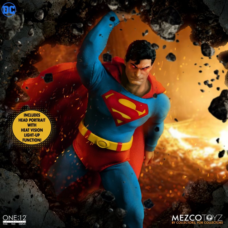 MEZCO TOYZ ONE:12 COLLECTIVE 系列 DC【超人 - 鋼鐵英雄版本】Superman - Man of Steel Edition 1/12 比例可動人偶 豪華七頭雕陣容登場！