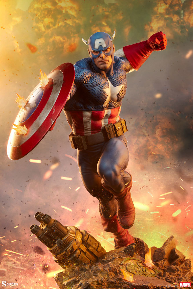 Sideshow Premium Format Figure MARVEL【美國隊長】Captain America 全身雕像 無懼子彈衝鋒陷陣！