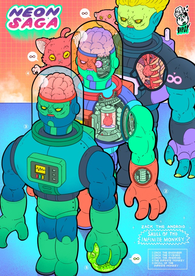 【Dipsy x 顛玩具】NEON SAGA系列吊卡玩具:魔貓&腦魔