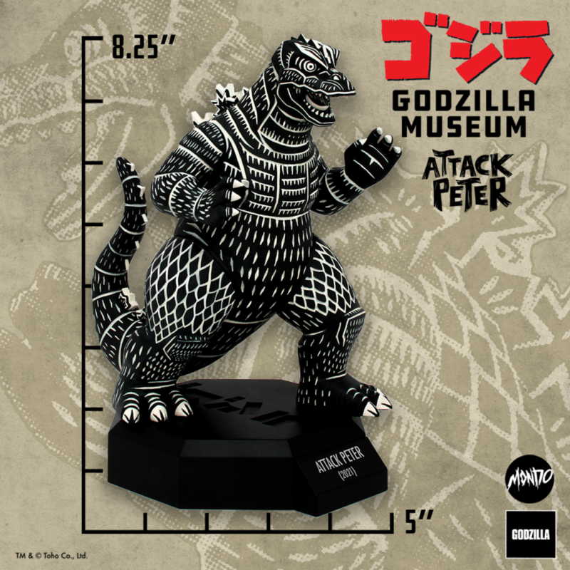 強烈版畫風格！MONDO GODZILLA MUSEUM 系列「哥吉拉Attack Peter
