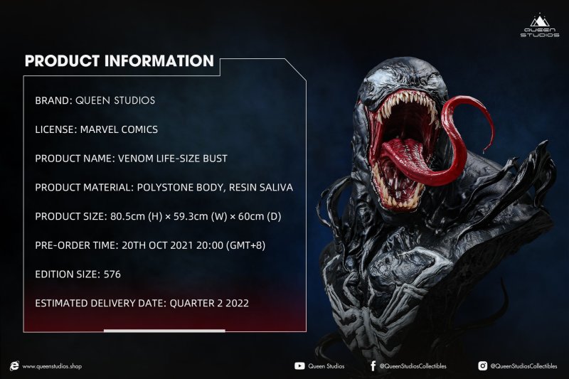 Queen Studios MARVEL【猛毒】Venom 1/1 比例半身胸像 情報公開 栩栩如生的逼真活物感!
