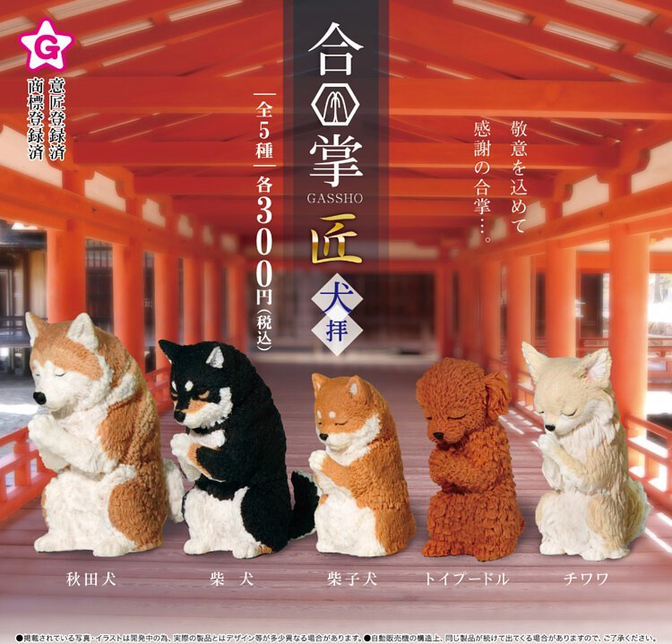 小吉 拜！YELL《合掌 匠》第二彈「犬拜」動物轉蛋 收錄秋田、吉娃娃等五款人氣狗勾～