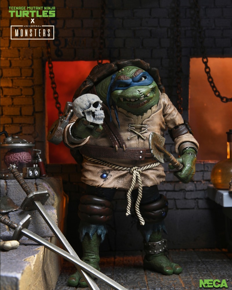 NECA 環球怪物×忍者龜 李奧納多化身「駝背的伊果」Leonardo as Ygor the Hunchback 7 吋可動人偶 情報公開