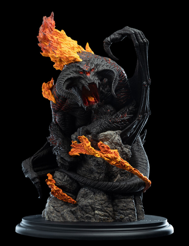 WETA《魔戒》經典系列「炎魔」（The Balrog）全身雕像 盤據在巨岩上的威嚇姿態！