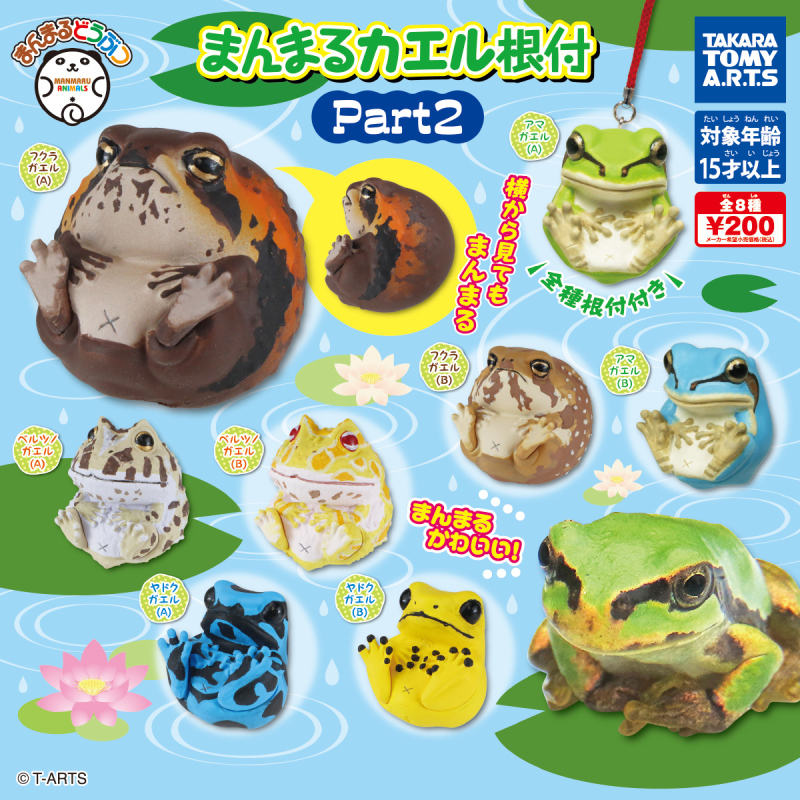 T-ARTS 圓滾滾動物系列「圓滾滾青蛙吊飾 第二彈」（まんまるカエル根付 Part2）轉蛋