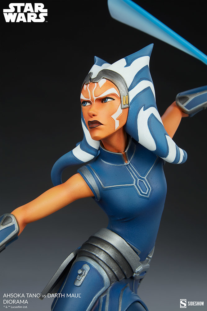 Sideshow《星際大戰》亞蘇卡·譚諾大戰達斯·魔(Ahsoka Tano vs Darth Maul)場景雕像
