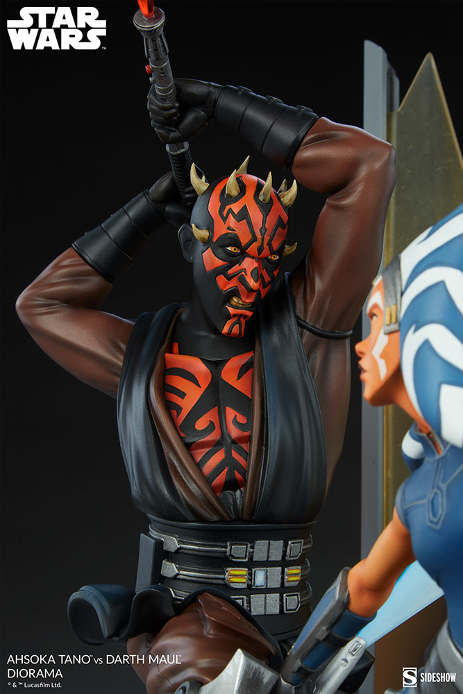 Sideshow《星際大戰》亞蘇卡·譚諾大戰達斯·魔(Ahsoka Tano vs Darth Maul)場景雕像