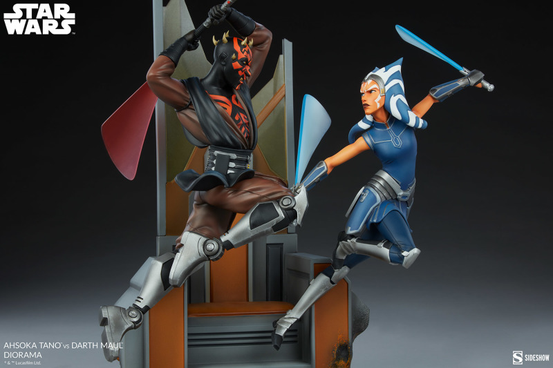 Sideshow《星際大戰》亞蘇卡·譚諾大戰達斯·魔(Ahsoka Tano vs Darth Maul)場景雕像