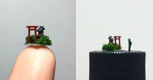 神明就在細節裡！專家製作「1/400指尖神社」，登上瓶蓋別有趣味